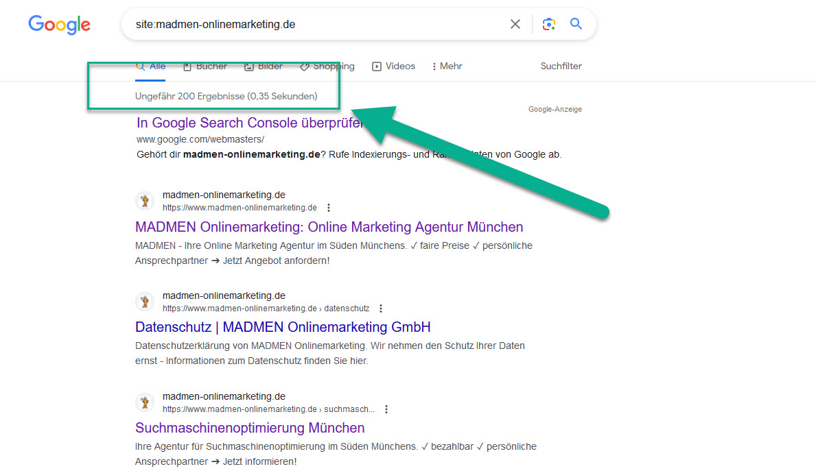 site-Befehl bei Google