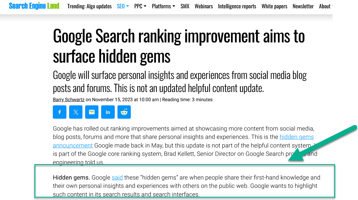 First hand knowledge Hidden Gems