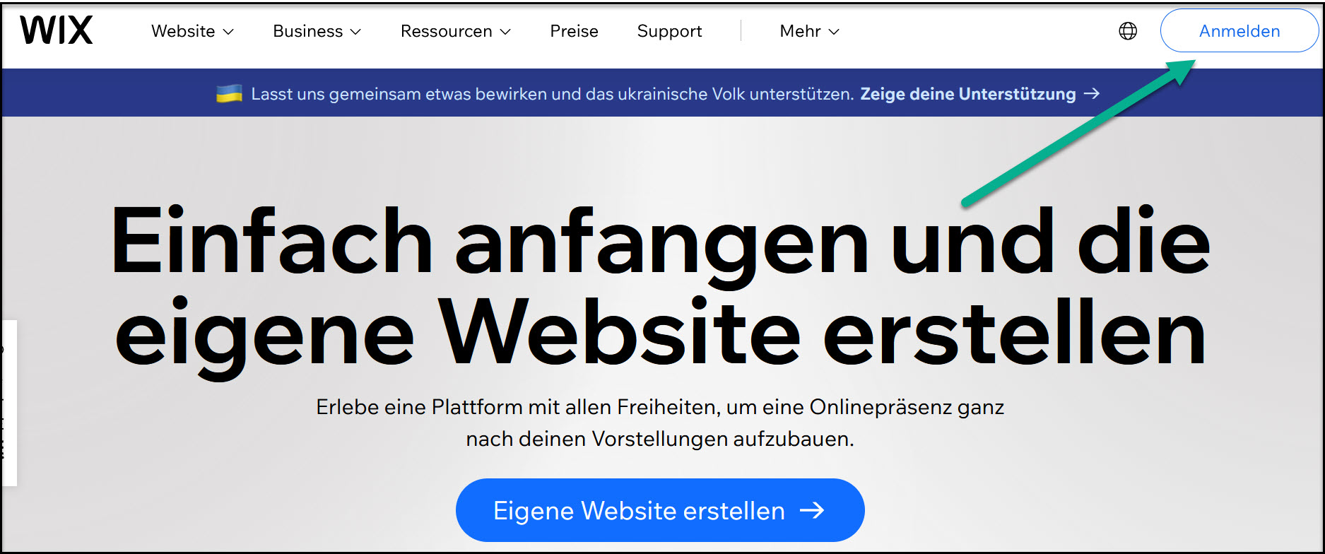Bei Wix anmelden und einloggen