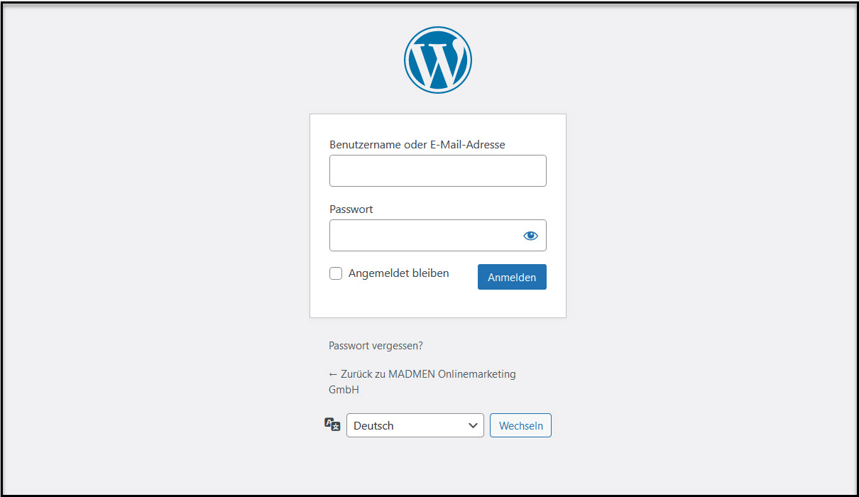 Bei WordPress anmelden - Bild 1