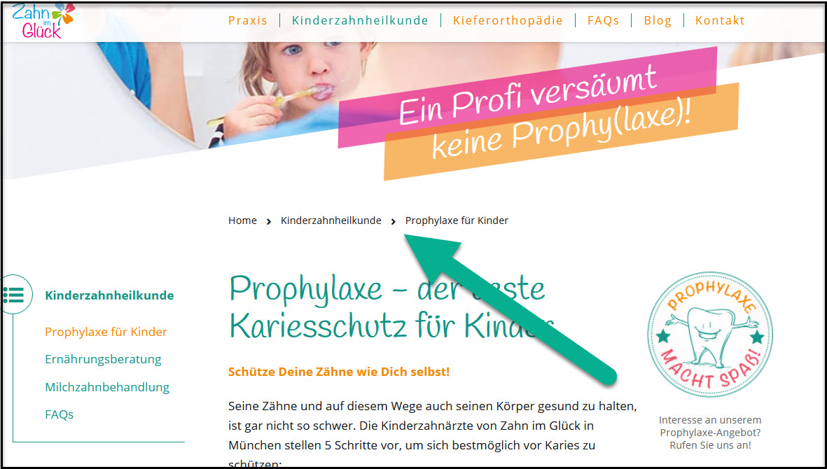 Breadcrumb Navigation beim Zahnarzt - Bild 2