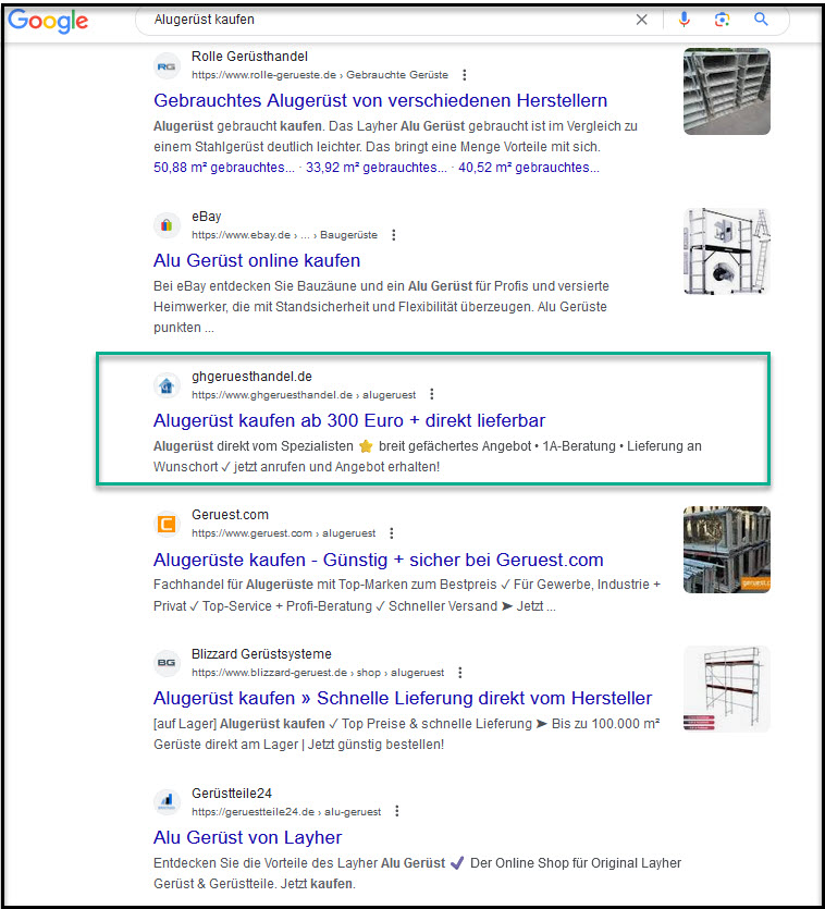 Keyword Ranking Alugerüst kaufen - Bild 1
