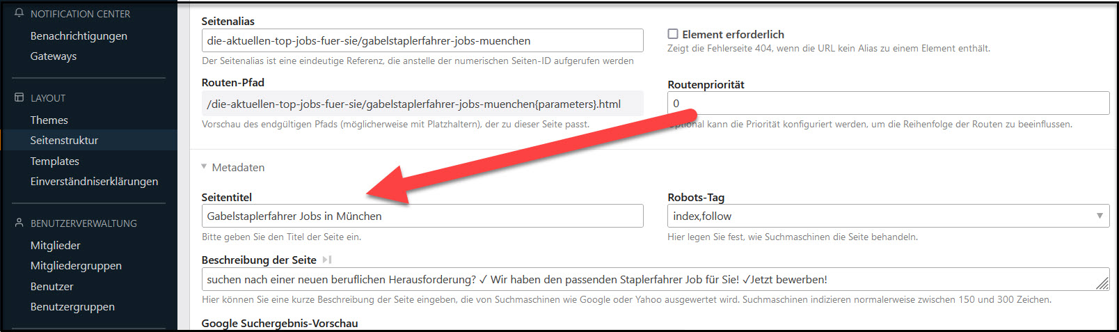 Seitentitel in Contao einfügen bild 4