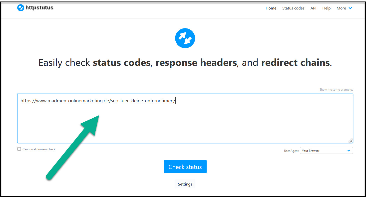 httpstatus.io Tool verwenden - Bild 2