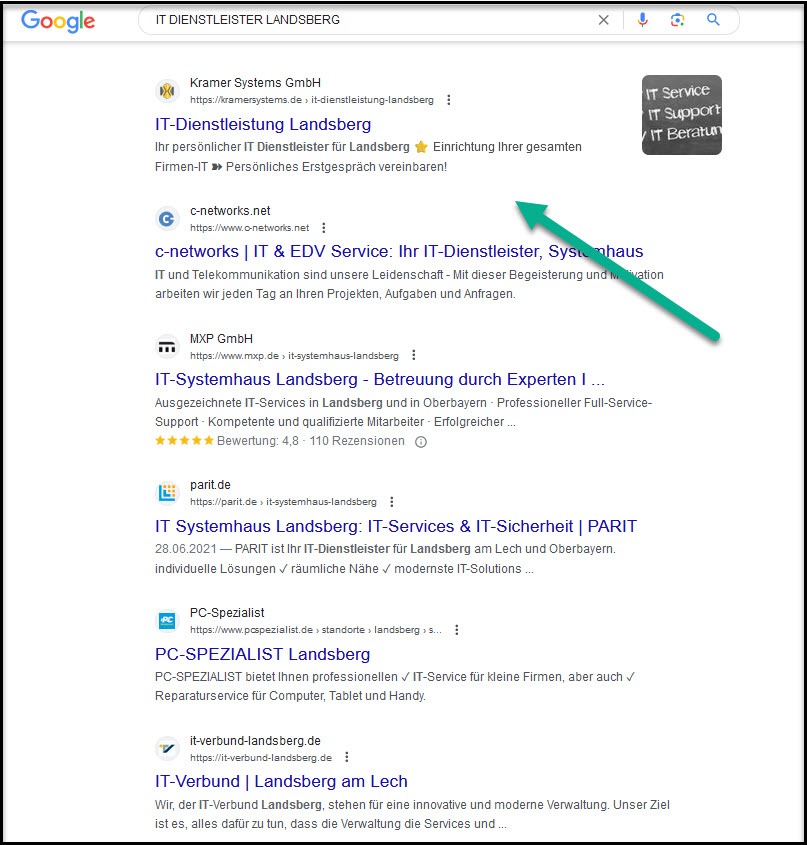 Google Ranking IT Dienstleister Landsberg