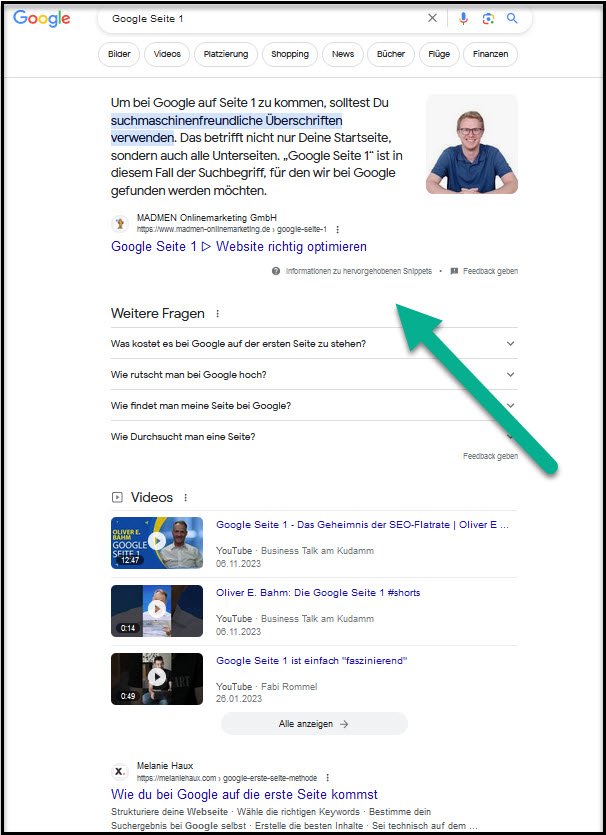 Google Seite 1 Ranking
