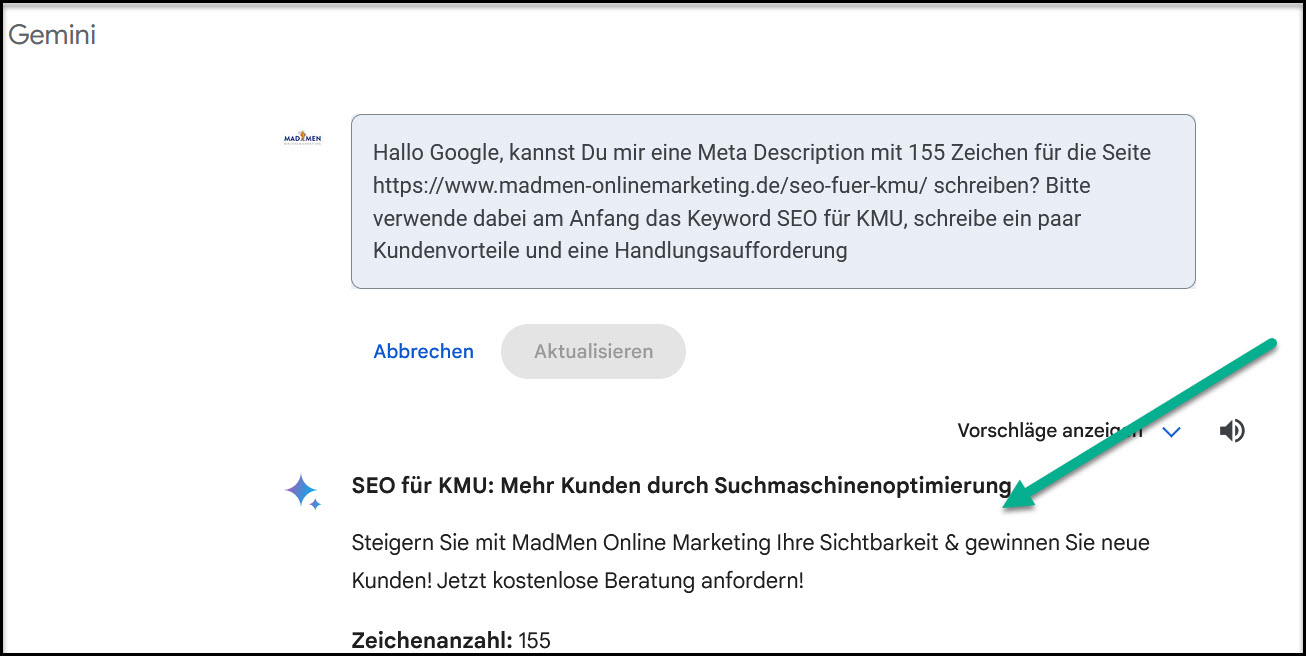 Meta Description mit Gemini KI erstellen