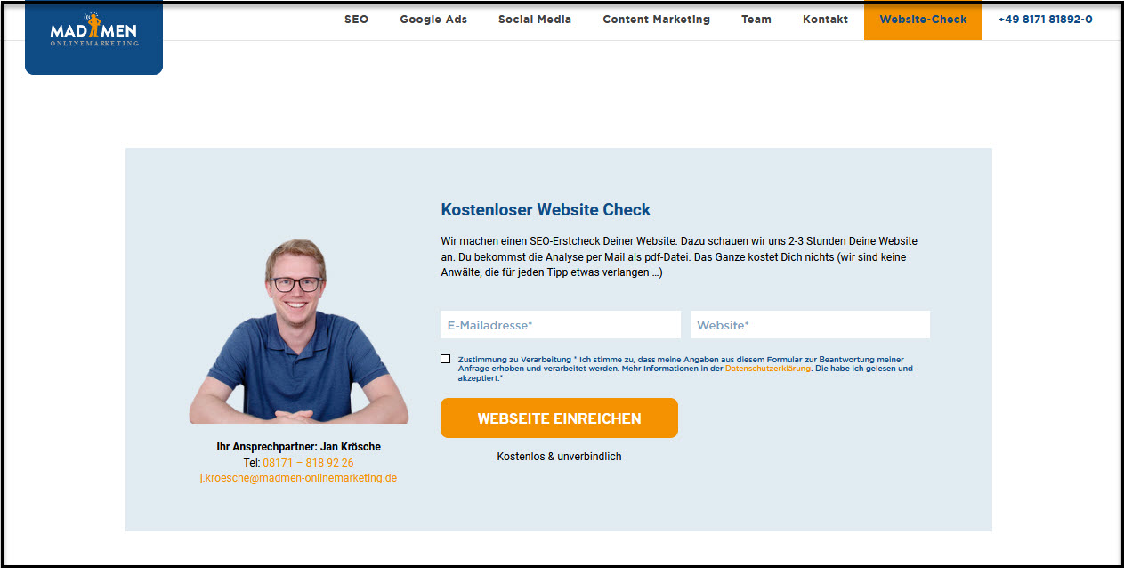 Kostenloser Website Check zur Leadgenerierung