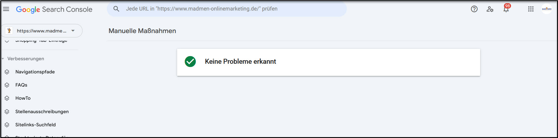 Manuelle Maßnahme einer Seite