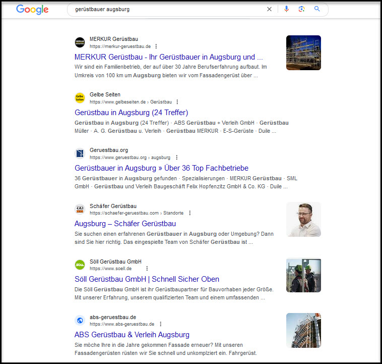 SEO bei Gerüstbauer Augsburg