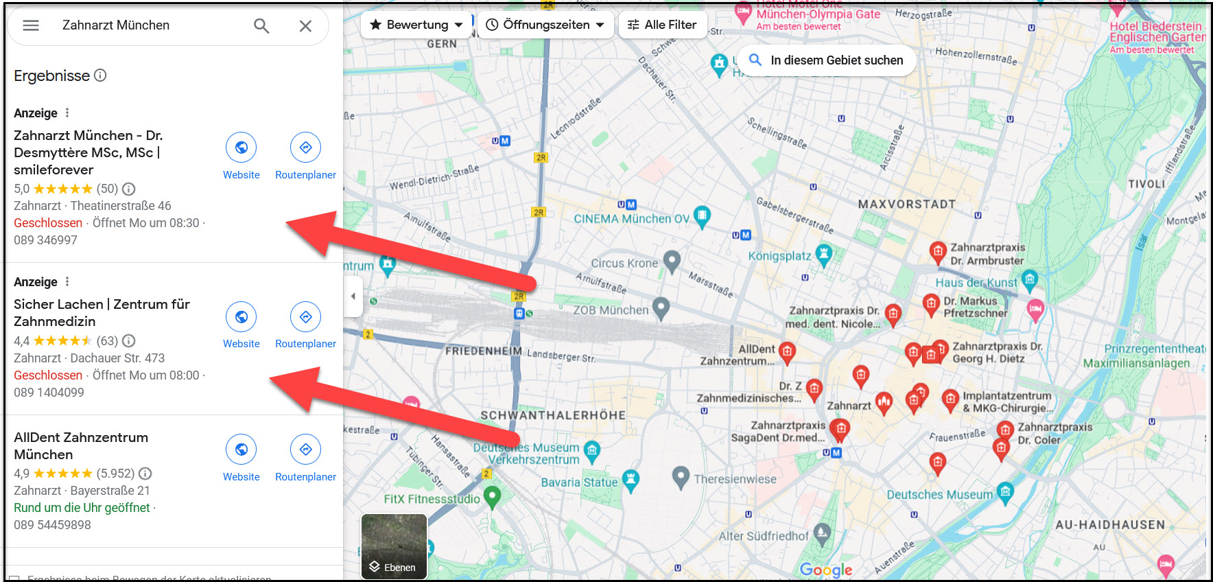 Werbung bei Google Maps