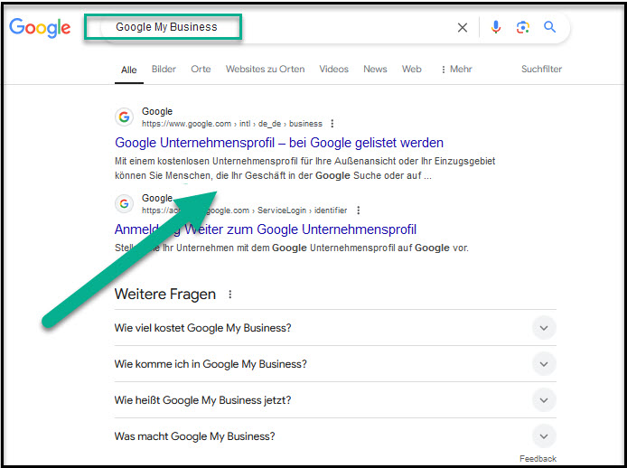 Anmeldung bei Google My Business