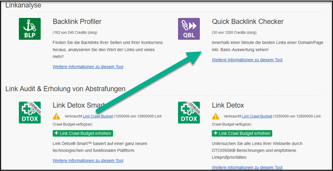 Quick Backlink Checker auswählen - Bild 3