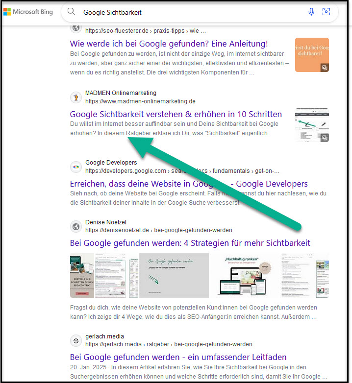 Suchmaschinenoptimierung auf Bing