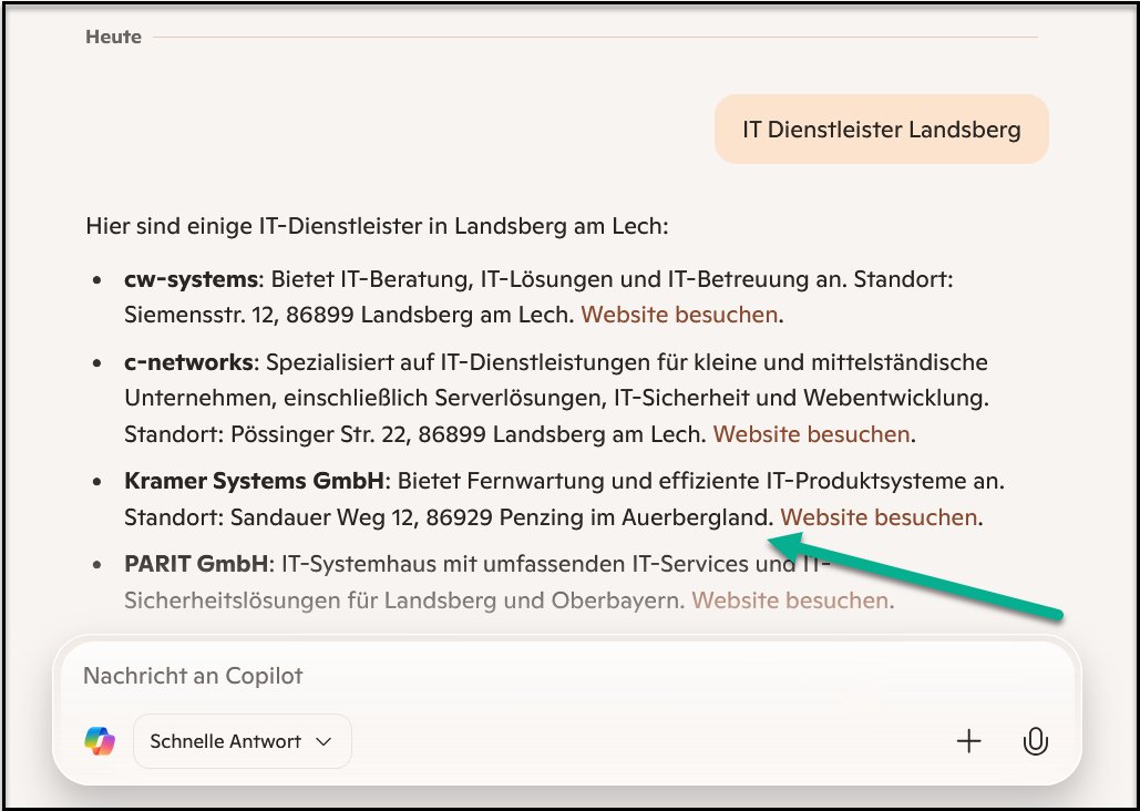 IT Dienstleister in Landsberg am Lech, Übersicht über verschiedene Anbieter mit Kontaktinformationen und Links zu ihren Websites.