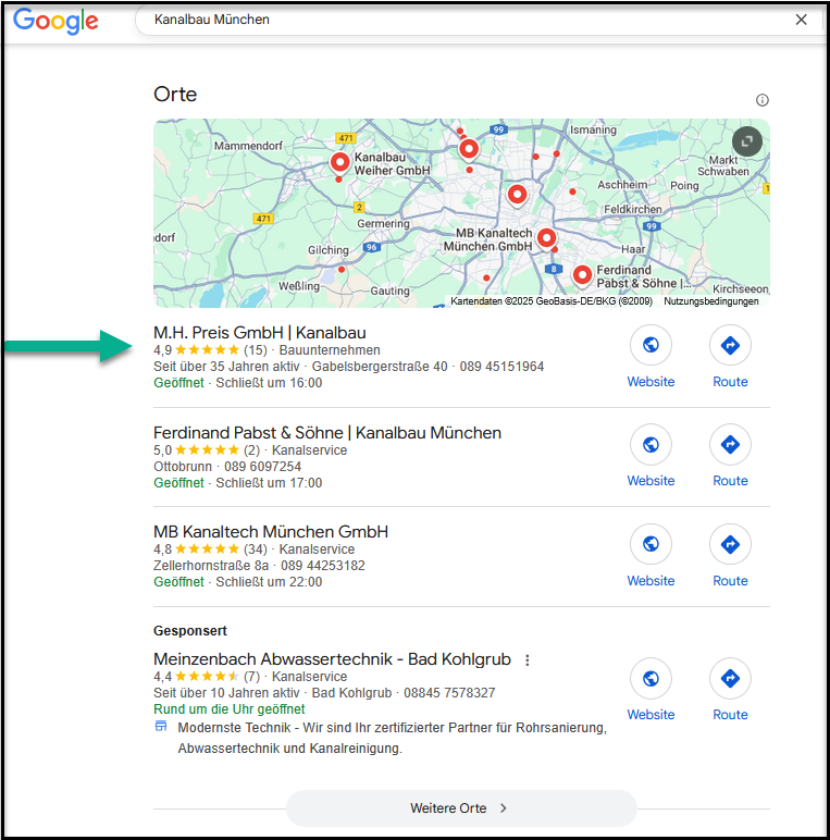 Platz 1 bei Google Maps