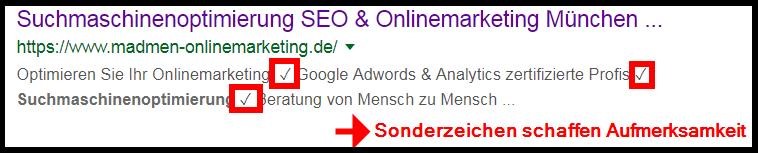 Sonderzeichen Meta Description